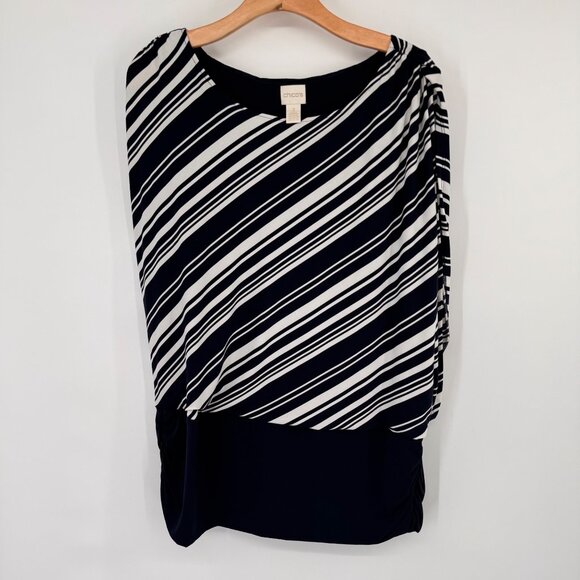 Chicos 3 Womens dark navy Striped Knit Top Size XL - Picture 7 of 11